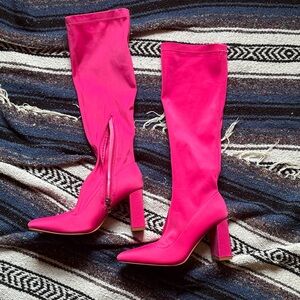 Pink Knee-High Boots